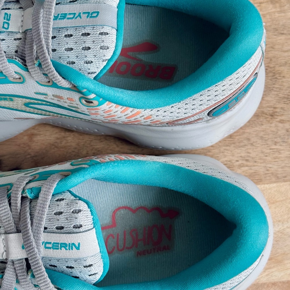 Brooks Glycerin 20 Running Shoes Women’s 9 Gray Coral Latigo Bay Aqua Blue - Picture 8 of 11